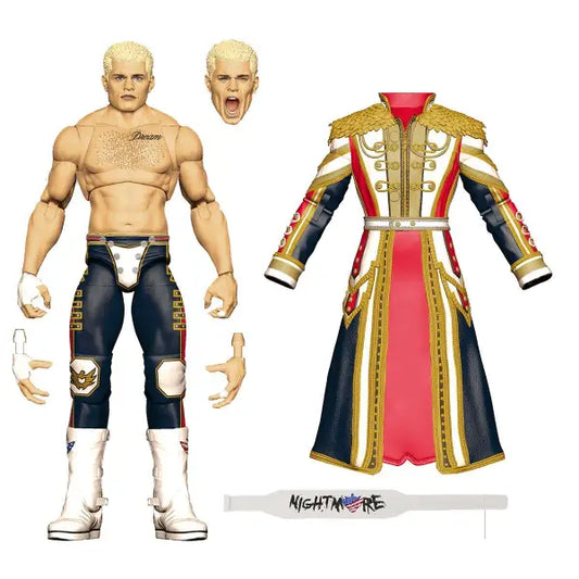 Muscular male wrestler action figure WWE Ultimate Edition Cody Rhodes with interchangeable heads