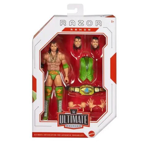 WWE Ultimate Edition Razor Ramon action figure displayed showcasing authentic details