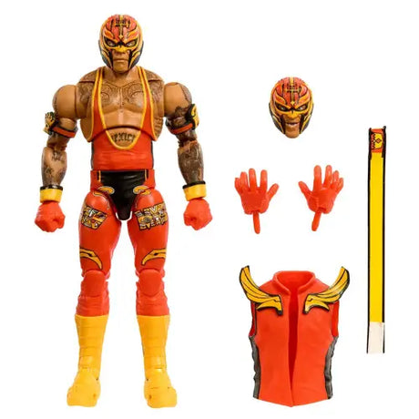 WWE Ultimate Edition Wave 23 Rey Mysterio Action Figure in orange and yellow attire