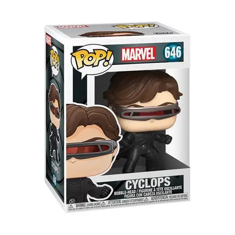 Marvel Black Widow Funko Pop with Goggles displayed in X-Men 20th Anniversary Cyclops Figure