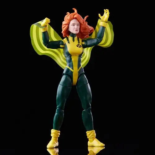 Marvel Legends X-Men Siryn Action Figure with a yellow cape, close up.