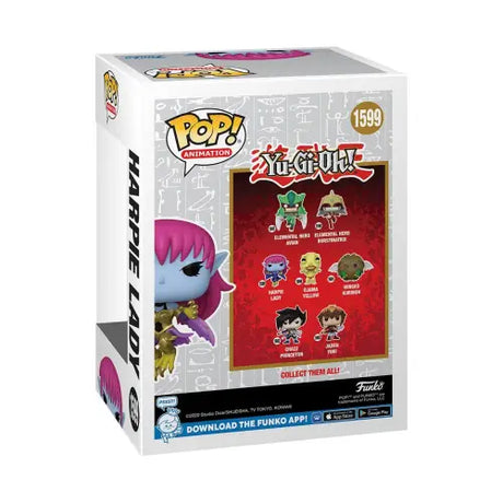 Yu-Gi-Oh! Harpie Lady Funko Pop! box showcasing collectible characters in the series