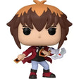 Jaden Yuki Funko Pop vinyl figure in red coat holding cards with winged creature