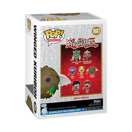 Yu-Gi-Oh! Winged Kuriboh Funko Pop box showcasing character designs on back panel